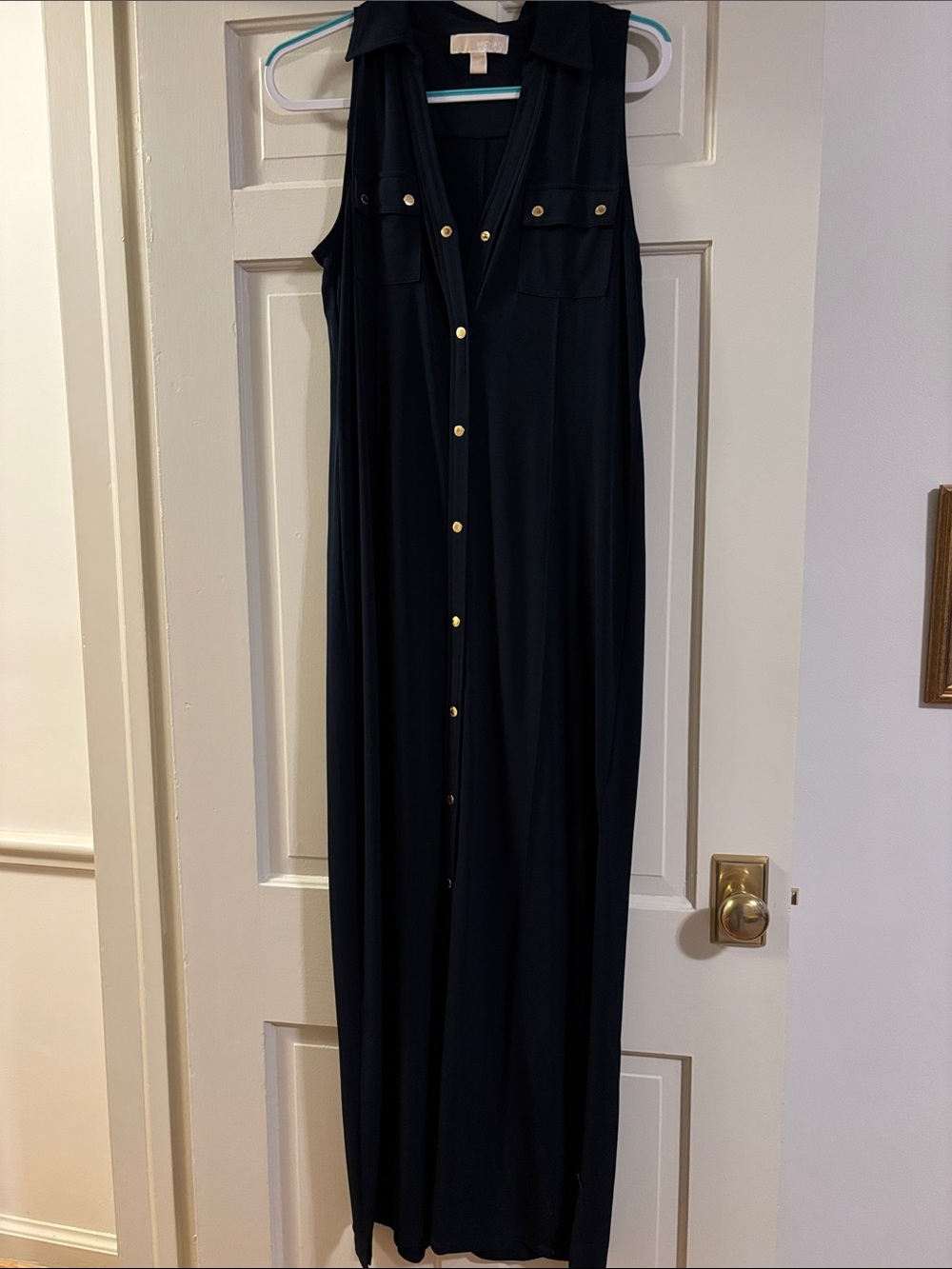 MICHAEL Michael Kors Navy Sleeveless Button-Front Maxi Dress